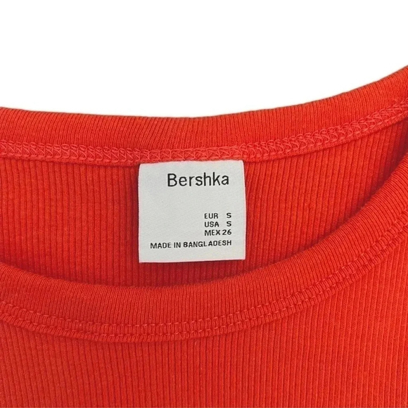 Bershka Ribbed Crop Tank Tops Bundle | Orange & Beige Knit Stretch Basics| Small - Picture 3 of 8